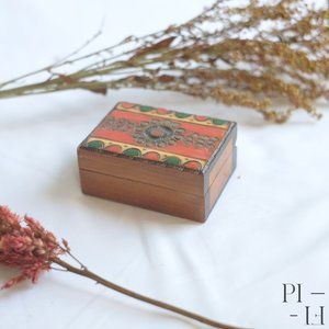Mini vintage handmade jewelry wooden box